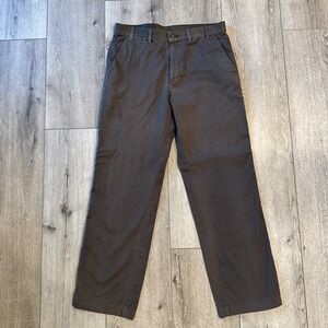 Scullers Slim Fit Brown Flat Front Cotton Blend chinos Mens Pants 34x30 #941